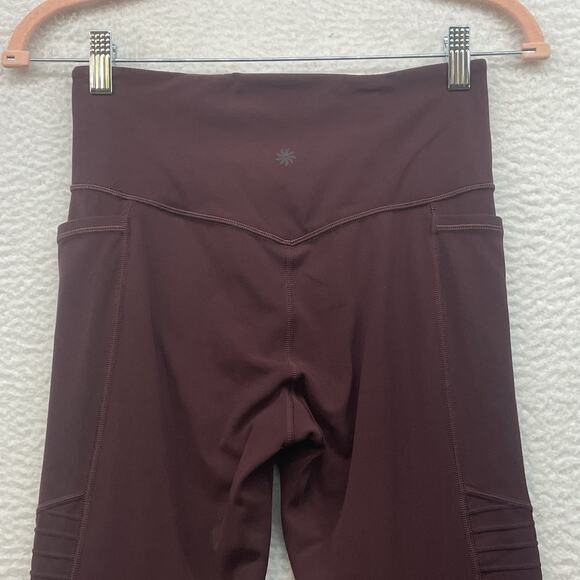 Athleta Inclination Moto Tight Womens Small Red Pockets Leggings Gym Workout - Picture 6 of 14
